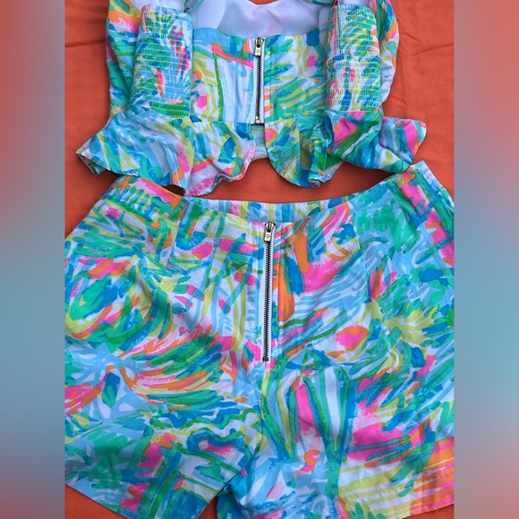 Lilly Pulitzer Linnea Salt and Sea Multicolored Crop Top and Short Set Size 0 - Picture 12 of 16